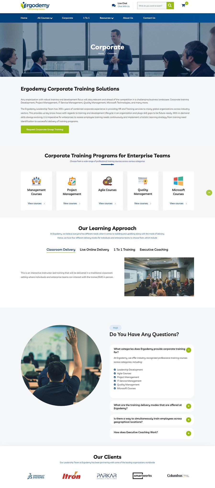 Corporate Training Page