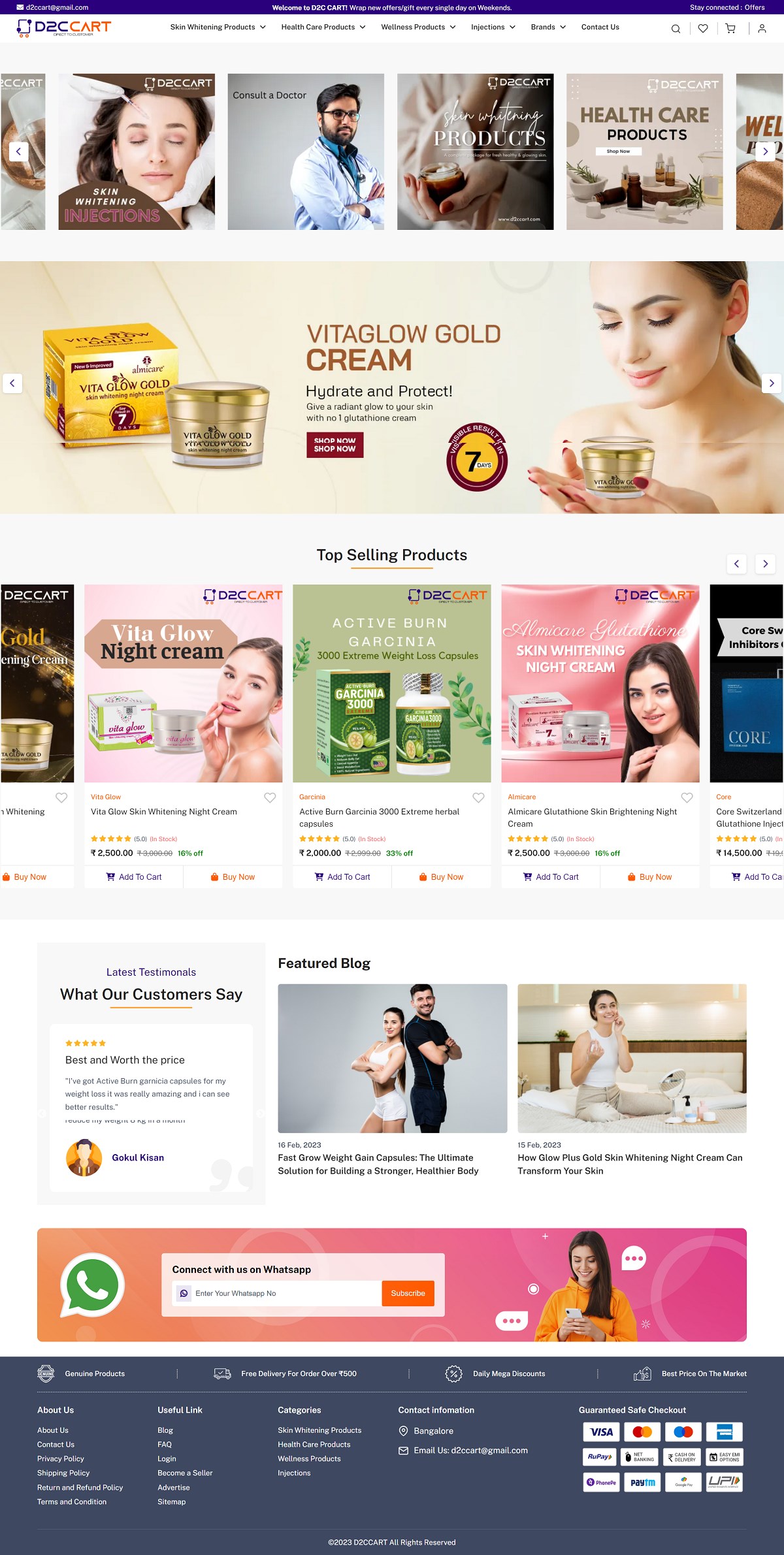Home page design for an e-commerce website