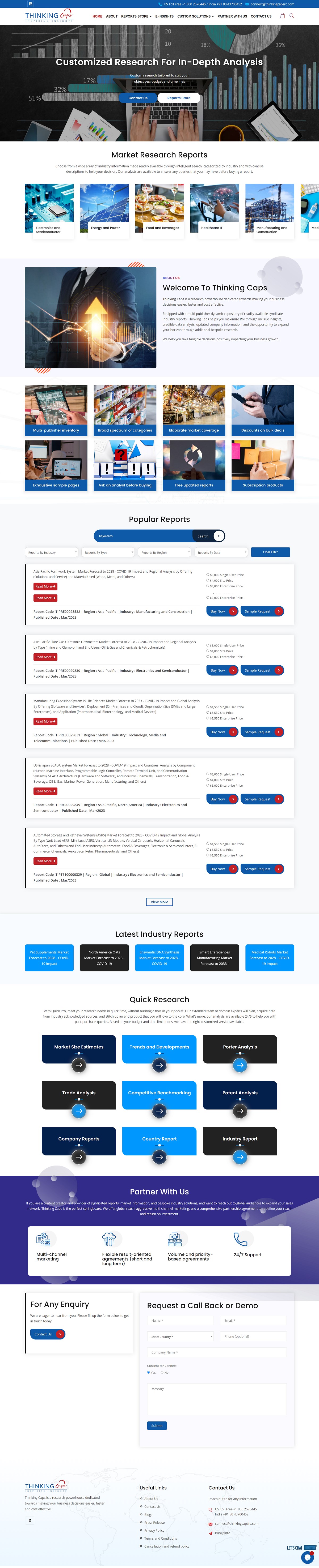 Home Page of the Market Research Report and Consultancy website 