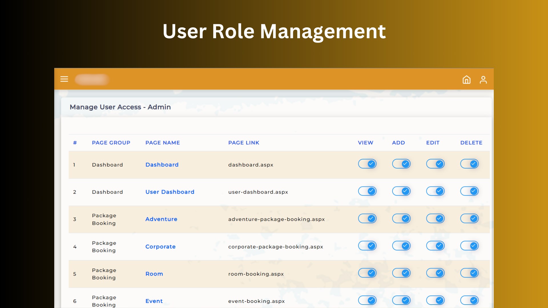 Custom Application for Resort Management