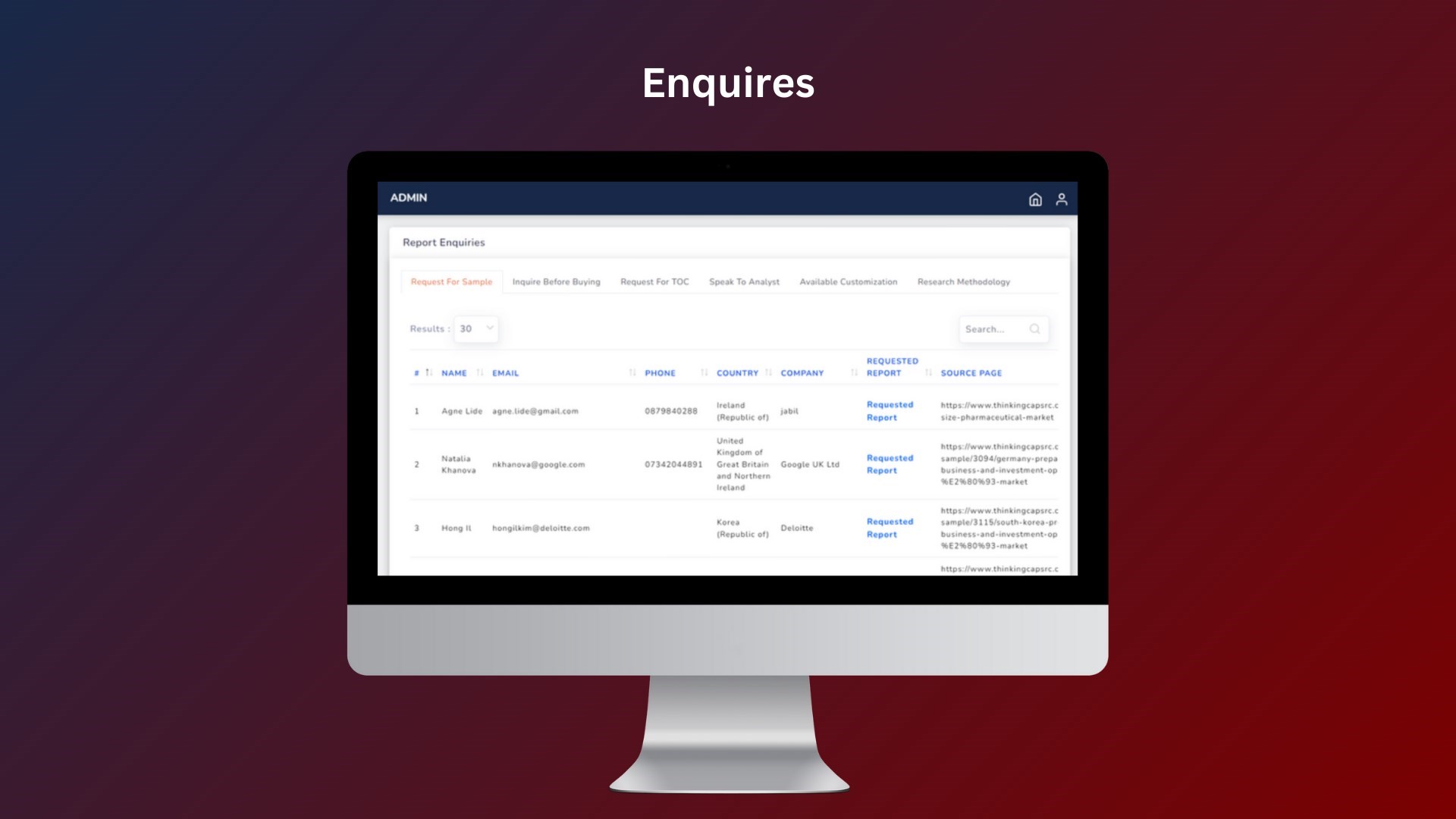 Custom Application For Market Reports