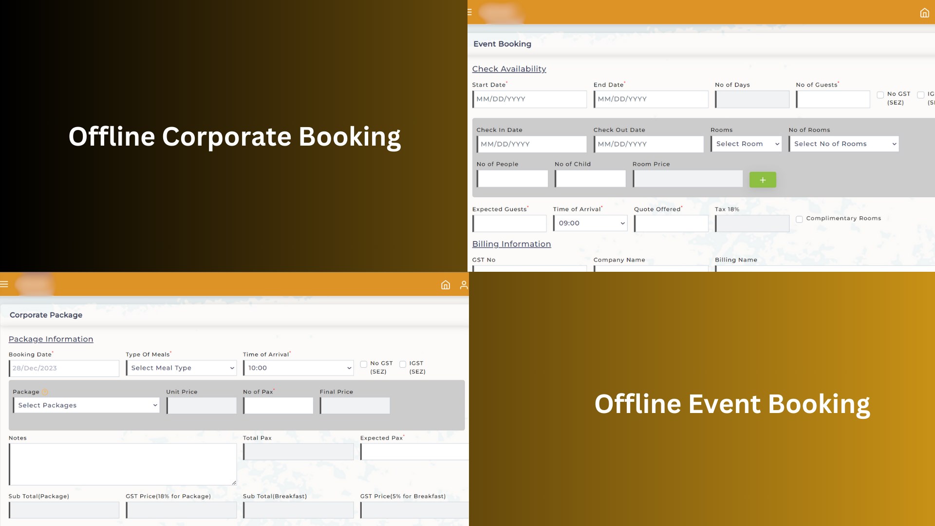 Offline Package and Events Booking Feature