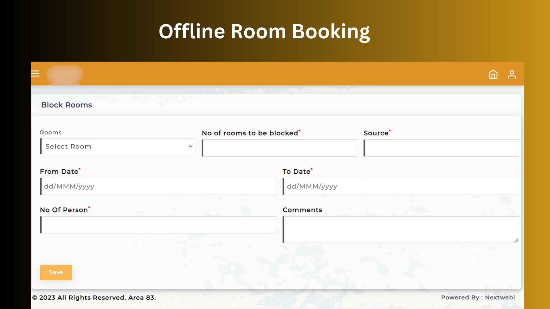 Integrated offline room booking functionality specifically for resort visitors, providing a seamless experience for guests who prefer to book accommodations without requiring internet access.