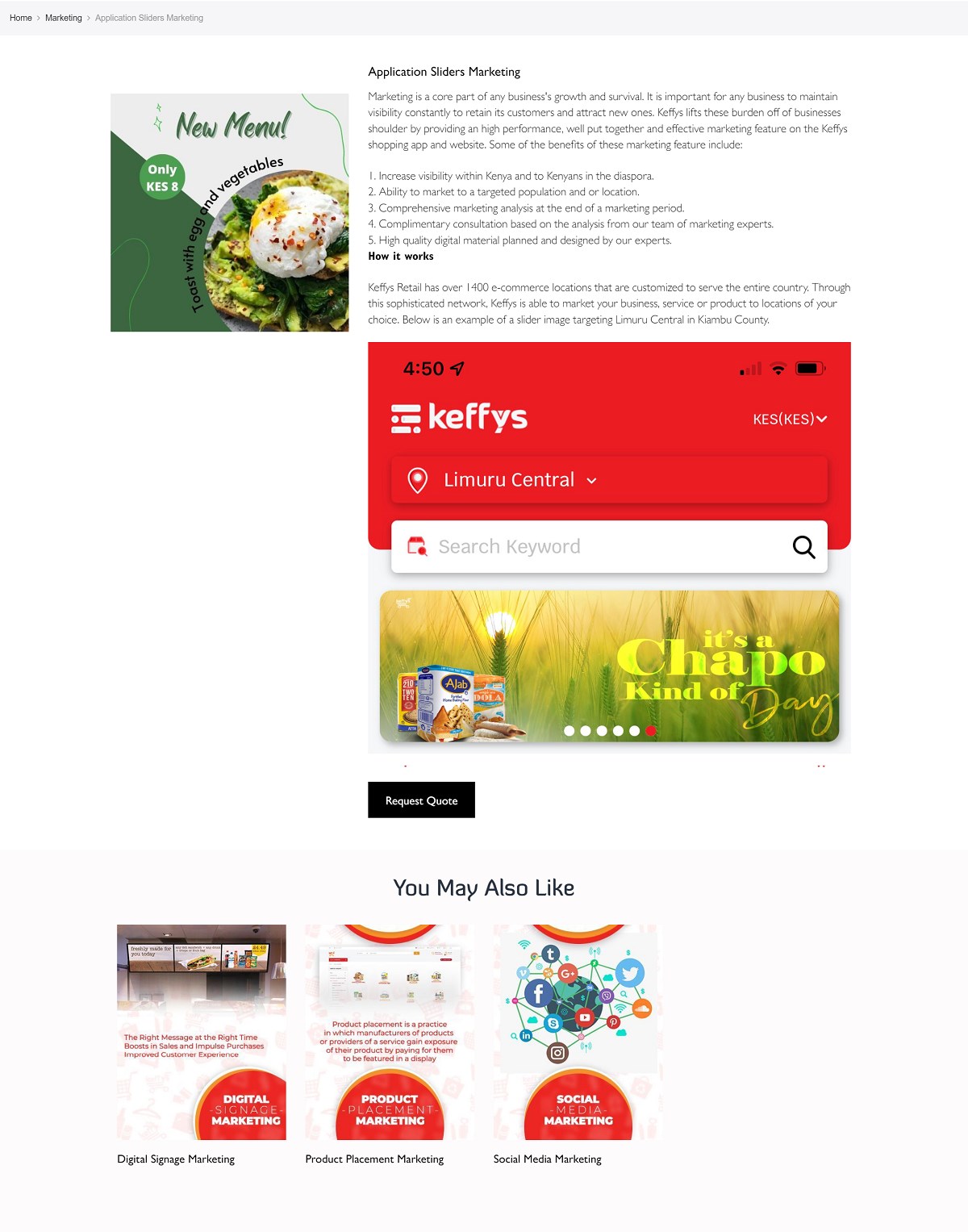 Product detail page