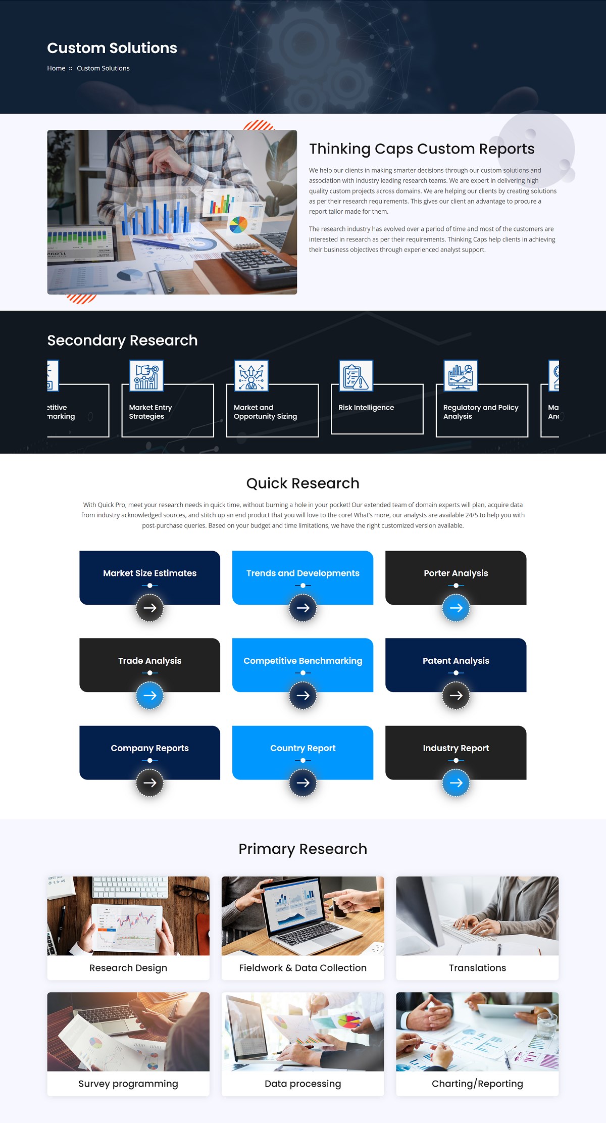 Ask for customized reports page