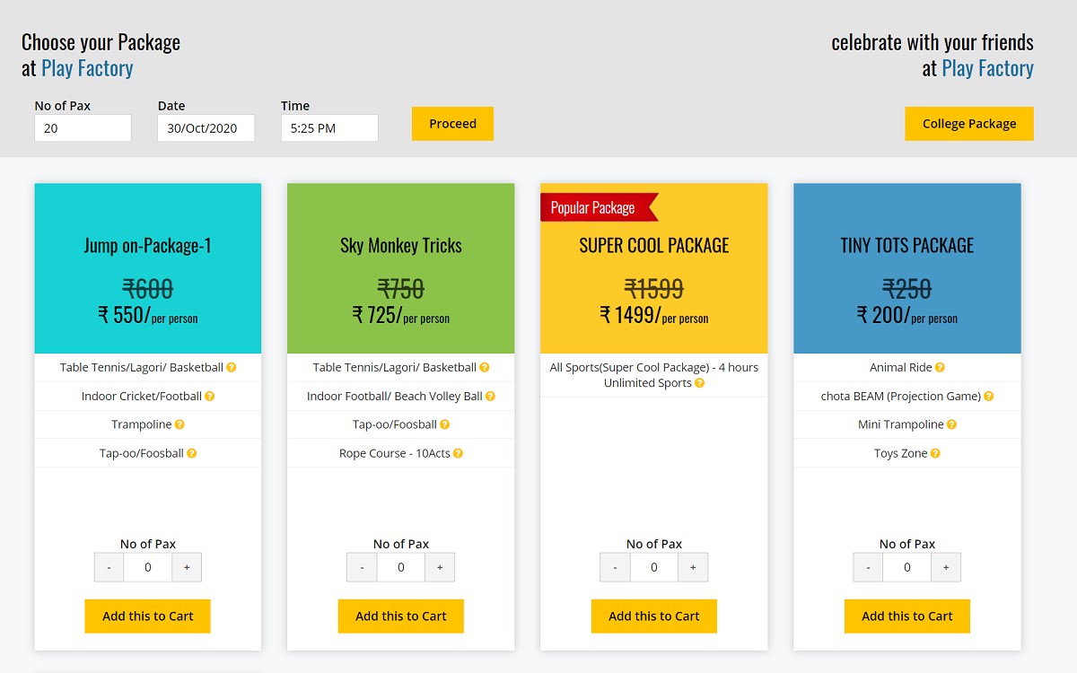 Options for Package Creation & Booking