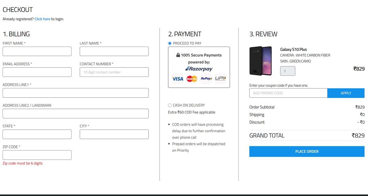 One Window Faster Checkout Option