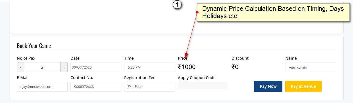 Price Calculation & booking Based on Date & Time, Weekdays, Weekends & holidays